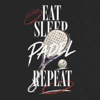 REVØRA Eat Sleep Padel Repeat – Oversized Shirt in Black, Rückenprint aus der Nähe