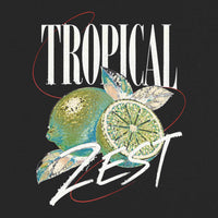 REVØRA Tropical Zest Limetten – Oversized Shirt in Black, Rückenprint aus der Nähe