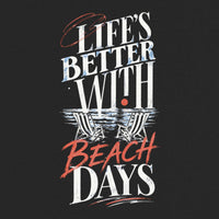 REVØRA Beach Days – Oversized Shirt in Black, Rückenprint aus der Nähe