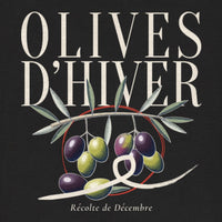 REVØRA Olives d'Hiver – Hoodie in Black, Rückenprint aus der Nähe