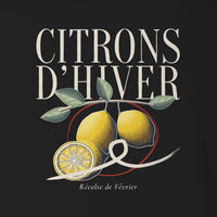 REVØRA Citrons d'Hiver – Longsleeve in Black, Rückenprint aus der Nähe, KI-generierte Abbildung