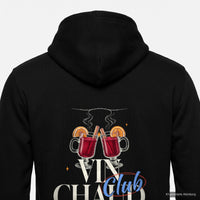 REVØRA Vin Chaud Club – Zip-Hoodie in Black, Rückenprint aus der Nähe