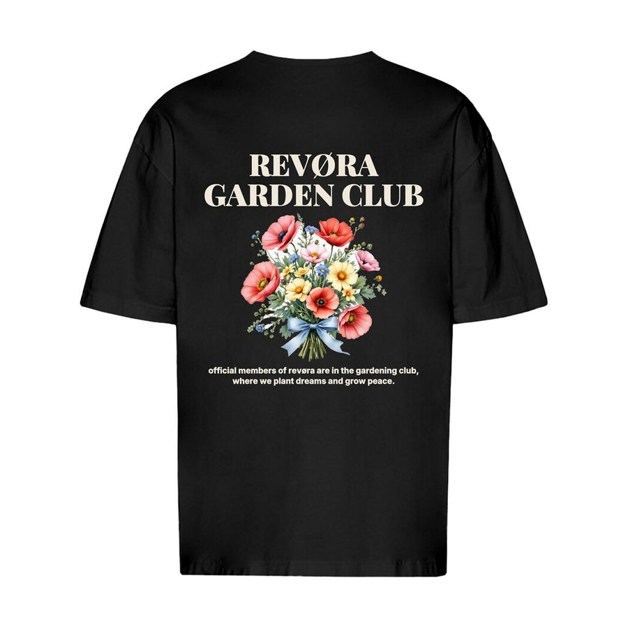 REVØRA Revøra Garden Club Oversized T-Shirt – Oversized Shirt in Black, Rückansicht