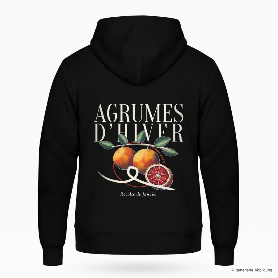 REVØRA Agrumes d'Hiver – Zip-Hoodie in Black, Rückansicht