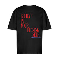REVØRA Believe In Yourself – Oversized Shirt in Black, Rückansicht