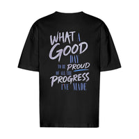 REVØRA What A Good Day – Oversized Shirt in Black, Rückansicht