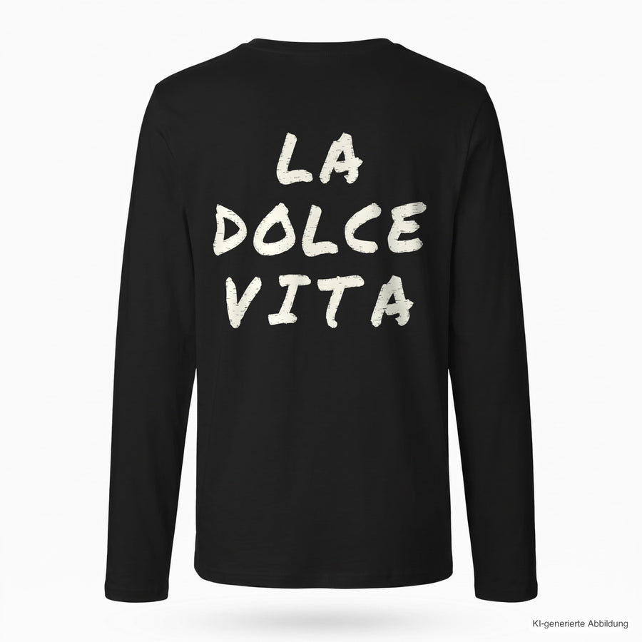 REVØRA La Dolce Vita – Longsleeve in Black, Rückansicht, KI-generierte Abbildung