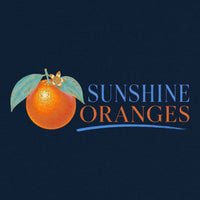 REVØRA Sunshine Oranges – Oversized Shirt in French Navy, Rückenprint aus der Nähe