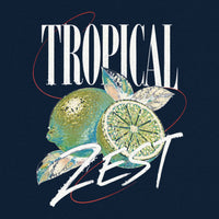 REVØRA Tropical Zest Limetten – Oversized Shirt in French Navy, Rückenprint aus der Nähe