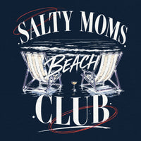 REVØRA Salty Moms Beach Club – Oversized Shirt in French Navy, Rückenprint aus der Nähe