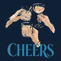 REVØRA Cheers – Oversized Shirt in French Navy, Rückenprint aus der Nähe