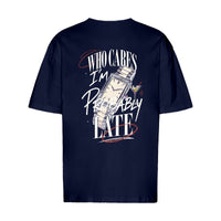 REVØRA Who Cares Probably Late Watch – Oversized Shirt in French Navy, Rückansicht