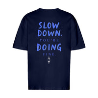 REVØRA Slow Down You're Doing Fine – Oversized Shirt in French Navy, Rückansicht