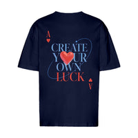 REVØRA Create Your Own Luck – Oversized Shirt in French Navy, Rückansicht