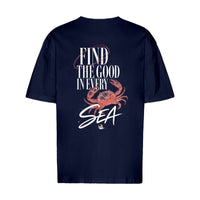 REVØRA Find The Good In Every Sea – Oversized Shirt in French Navy, Rückansicht