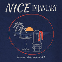 REVØRA Nice In January – Sweatshirt in French Navy, Rückenprint aus der Nähe
