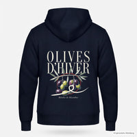 REVØRA Olives d'Hiver – Zip-Hoodie in French Navy, Rückansicht