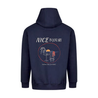 REVØRA Nice In January – Hoodie in French Navy, Rückansicht