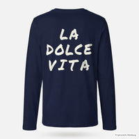 REVØRA La Dolce Vita – Longsleeve in French Navy, Rückansicht, KI-generierte Abbildung