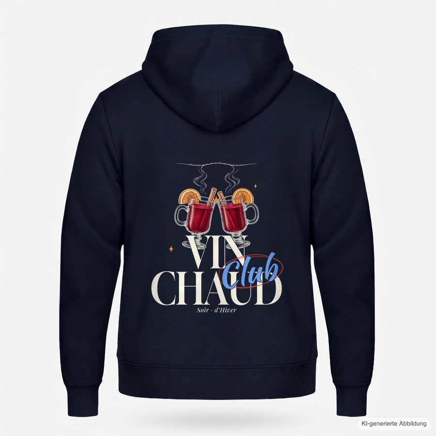 REVØRA Vin Chaud Club – Zip-Hoodie in French Navy, Rückansicht