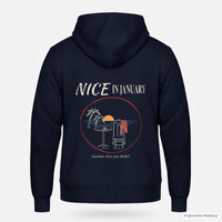 REVØRA Nice In January – Zip-Hoodie in French Navy, Rückansicht