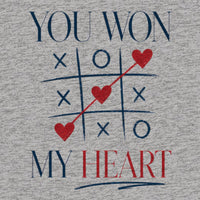 REVØRA You Won My Heart – Oversized Shirt in Heather Grey, Rückenprint aus der Nähe