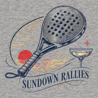 REVØRA Sundown Rallies – Oversized Shirt in Heather Grey, Rückenprint aus der Nähe