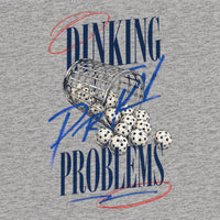 REVØRA Dinking Problems – Oversized Shirt in Heather Grey, Rückenprint aus der Nähe