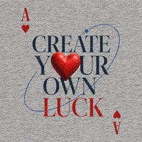 REVØRA Create Your Own Luck – Oversized Shirt in Heather Grey, Rückenprint aus der Nähe