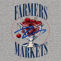 REVØRA Farmers Markets – Oversized Shirt in Heather Grey, Rückenprint aus der Nähe