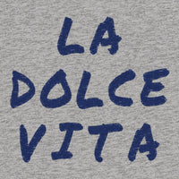 REVØRA La Dolce Vita – Oversized Shirt in Heather Grey, Rückenprint aus der Nähe