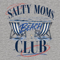 REVØRA Salty Moms Beach Club – Oversized Shirt in Heather Grey, Rückenprint aus der Nähe