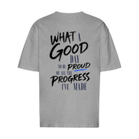 REVØRA What A Good Day – Oversized Shirt in Heather Grey, Rückansicht