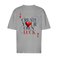 REVØRA Create Your Own Luck – Oversized Shirt in Heather Grey, Rückansicht