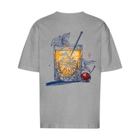 REVØRA Vintage Cocktail – Oversized Shirt in Heather Grey, Rückansicht