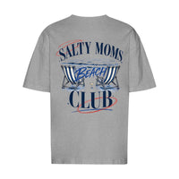 REVØRA Salty Moms Beach Club – Oversized Shirt in Heather Grey, Rückansicht