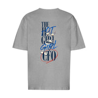 REVØRA Hot Girl CFO – Oversized Shirt in Heather Grey, Rückansicht