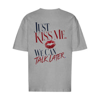 REVØRA Just Kiss Me – Oversized Shirt in Heather Grey, Rückansicht