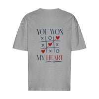 REVØRA You Won My Heart – Oversized Shirt in Heather Grey, Rückansicht