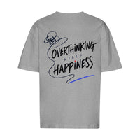 REVØRA Overthinking Kills Happiness – Oversized Shirt in Heather Grey, Rückansicht