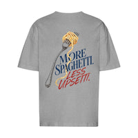 REVØRA More Spaghetti Less Upsetti – Oversized Shirt in Heather Grey, Rückansicht