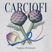 REVØRA Carciofi – Sweatshirt in Heather Grey, Rückenprint aus der Nähe