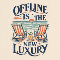 REVØRA Offline Luxury Beach Cocktail – Oversized Shirt in Natural Raw, Rückenprint aus der Nähe