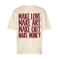 REVØRA Make Love Make Art Oversized T-Shirt – Oversized Shirt in Natural Raw, Rückansicht