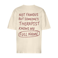 REVØRA Not Famous But Someone's Therapist Oversized T-Shirt – Oversized Shirt in Natural Raw, Rückansicht