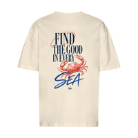 REVØRA Find The Good In Every Sea – Oversized Shirt in Natural Raw, Rückansicht