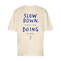 REVØRA Slow Down You're Doing Fine – Oversized Shirt in Natural Raw, Rückansicht