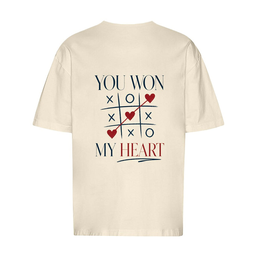 REVØRA You Won My Heart – Oversized Shirt in Natural Raw, Rückansicht