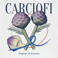 REVØRA Carciofi – Hoodie in White, Rückenprint aus der Nähe