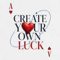 REVØRA Create Your Own Luck – Oversized Shirt in White, Rückenprint aus der Nähe